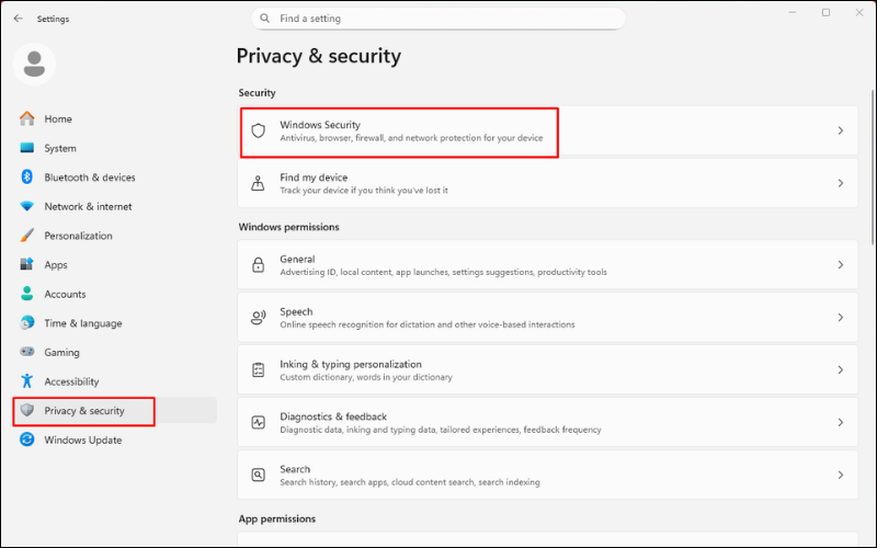Sử dụng Windows Security để quét toàn bộ hệ thống
