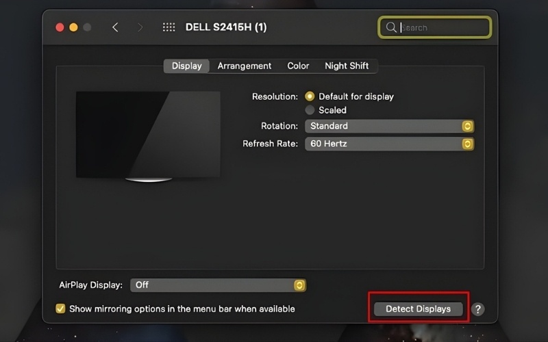 Click vào Detect Displays để xác nhận màn hình