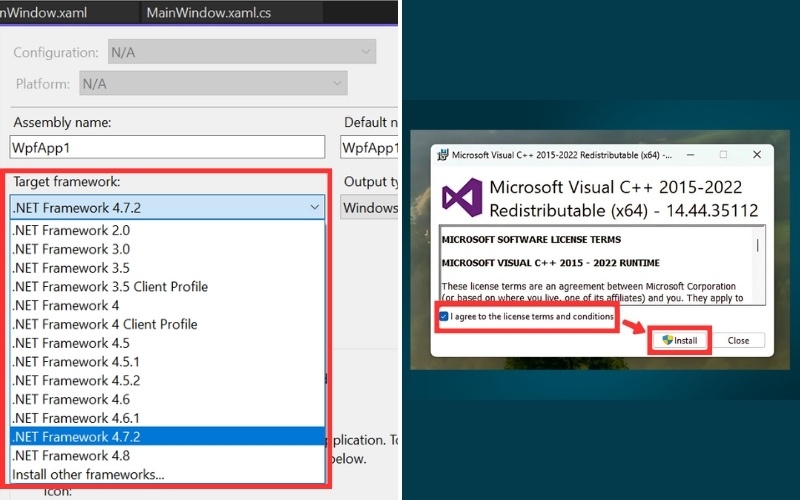 Cập nhật .NET Framework và Microsoft Visual C++