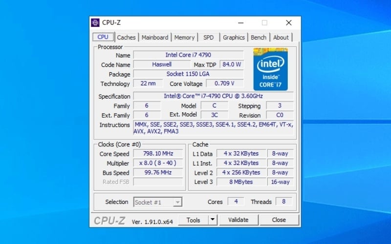 Sử dụng phần mềm CPU-Z để kiểm tra dung lượng RAM