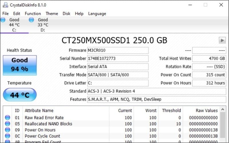 Để xem thông số chuyên sâu, bạn có thể tải phần mềm CrystalDiskInfo