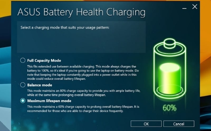 Pin chỉ sạc đến khoảng 60–80% rồi dừng