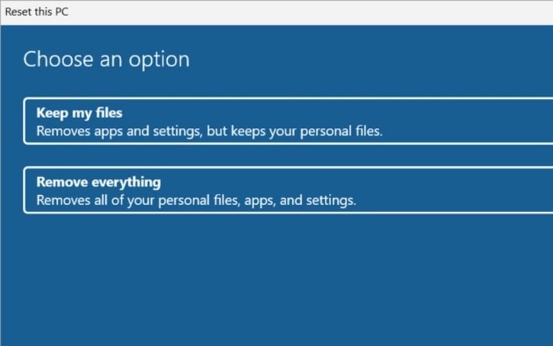 Bạn sẽ có 2 tùy chọn để khôi phục cài đặt gốc