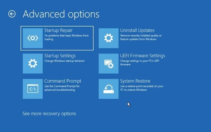 Kích hoạt chế độ sửa lỗi tự động (Automatic Repair)