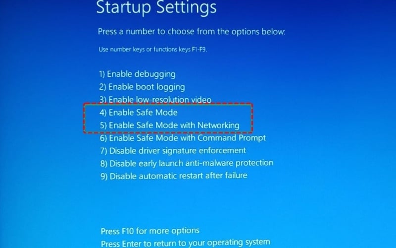 Chọn chế độ Safe Mode theo nhu cầu