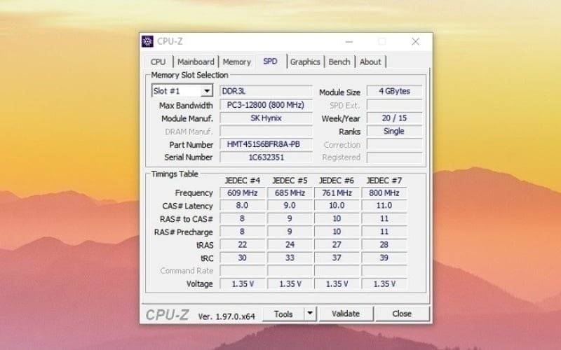 Kiểm tra khả năng nâng cấp RAM laptop HP bằng phần mềm CPU-Z