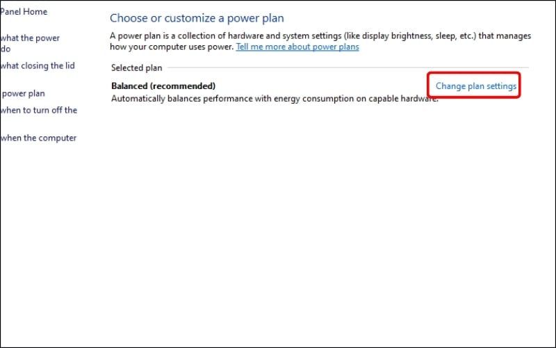 Chọn Change plan settings ở gói năng lượng bạn đang dùng