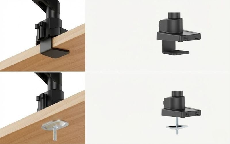 Giá treo màn hình loại kẹp bàn và khoan bàn