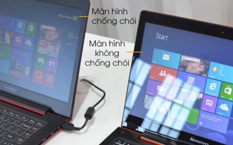 Màn hình nhám chống lóa tốt hơn, còn màn gương dễ phản chiếu ánh sáng