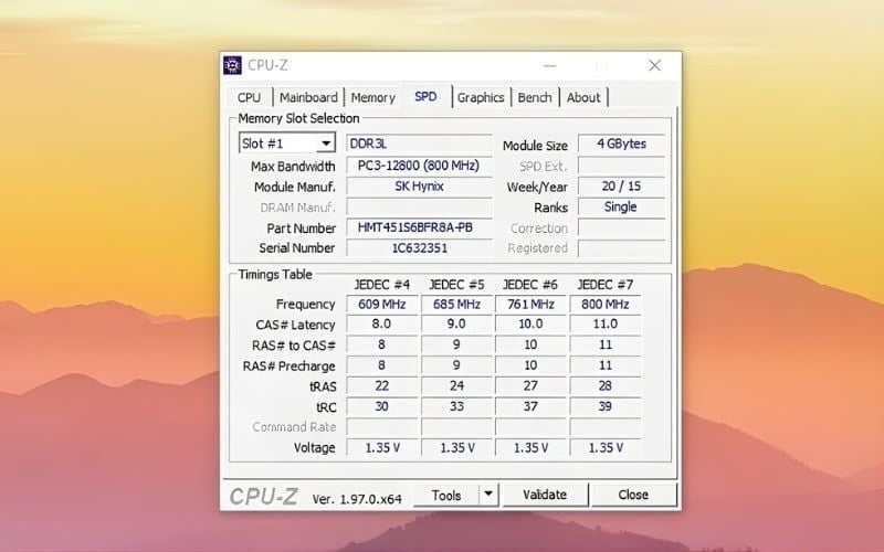 Kiểm tra bus RAM bằng phần mềm CPU-Z