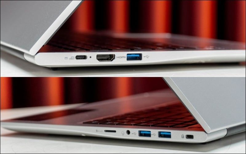 Máy được trang bị đa dạng cổng, đáp ứng tốt nhu cầu kết nối với các thiết bị ngoại vi