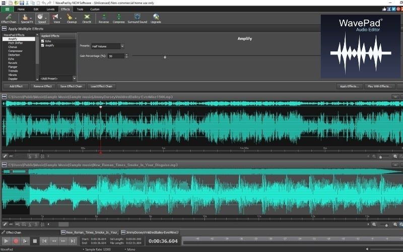 WavePad Audio Editor (Bản miễn phí và trả phí)