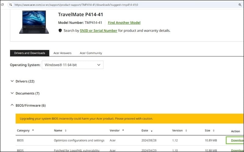 Tải về phiên bản BIOS mới nhất