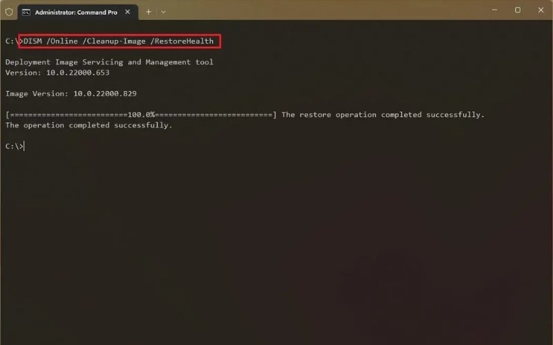 Gõ lệnh như hình và nhấn Enter