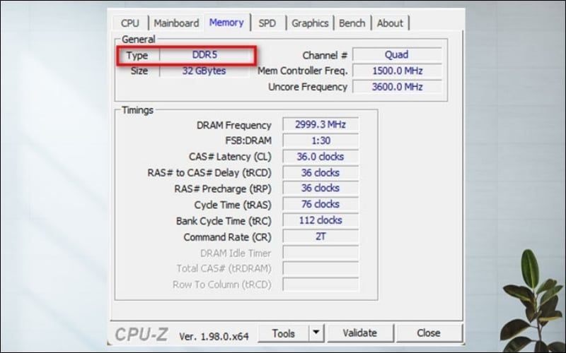 Kiểm tra thiết bị hỗ trợ chuẩn DDR4 hay DDR5 bằng phần mềm CPU-Z