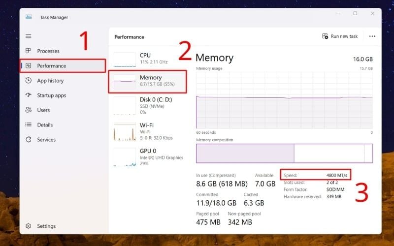 Kiểm tra bus RAM tại dòng Speed