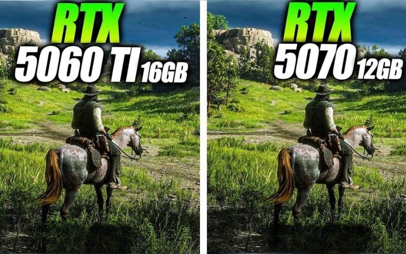 RTX 5060 có VRAM 16GB, còn RTX 5070 có VRAM 12GB