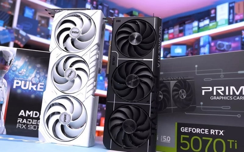 AMD Radeon RX 9070 XT và NVIDIA GeForce RTX 5070 Ti