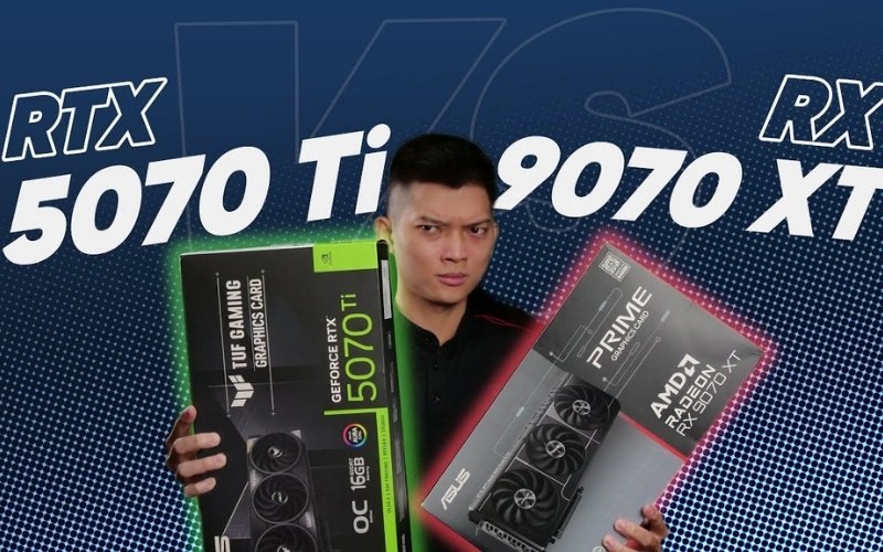 RTX 5070 Ti tiêu thụ ít điện hơn khoảng 50W so với RX 9070 XT