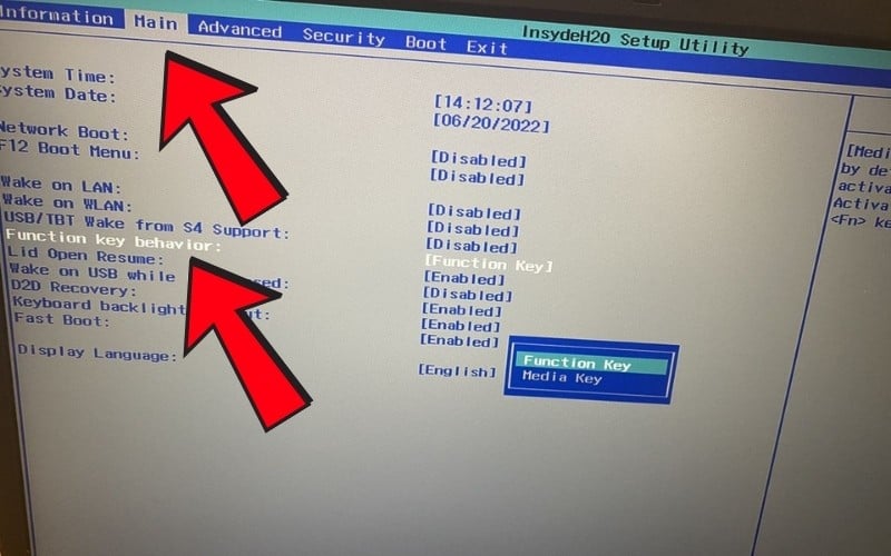 Tìm đến dòng có tên Function Key Behavior