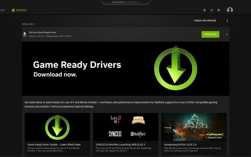 Cài đặt NVIDIA Game Ready Driver để tối ưu hiệu suất cho các trò chơi