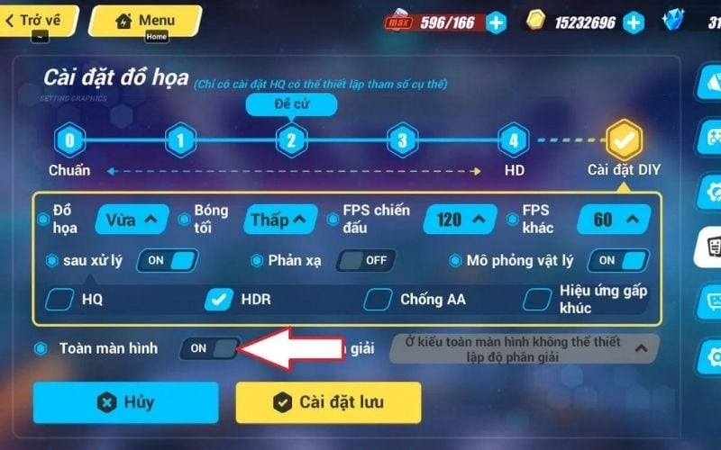 Giao diện thiết lập đồ họa