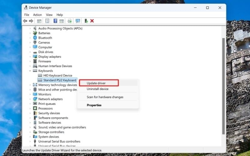 Update driver Standard PS/2 Keyboard