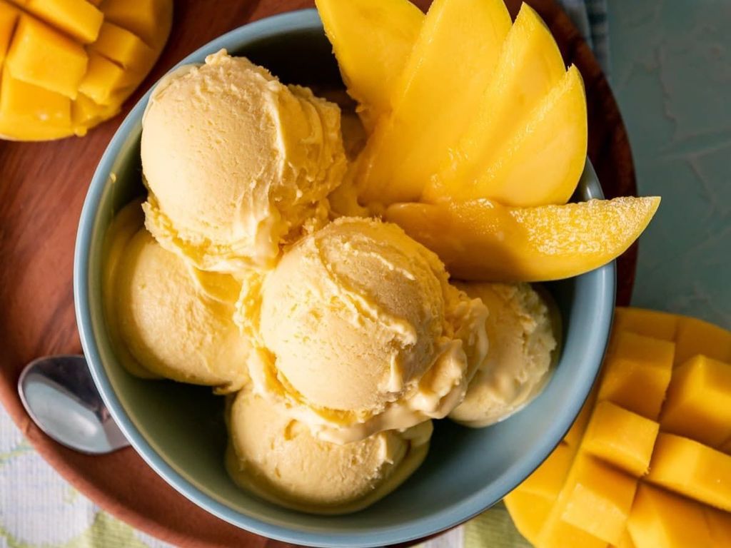 bảo quản và thưởng thức kem xoài