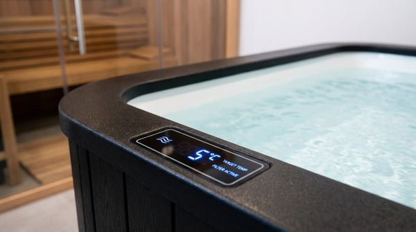 Bảng điều khiển nhiệt độ thông minh của bồn ngâm lạnh tự động hiển thị 5 độ C.