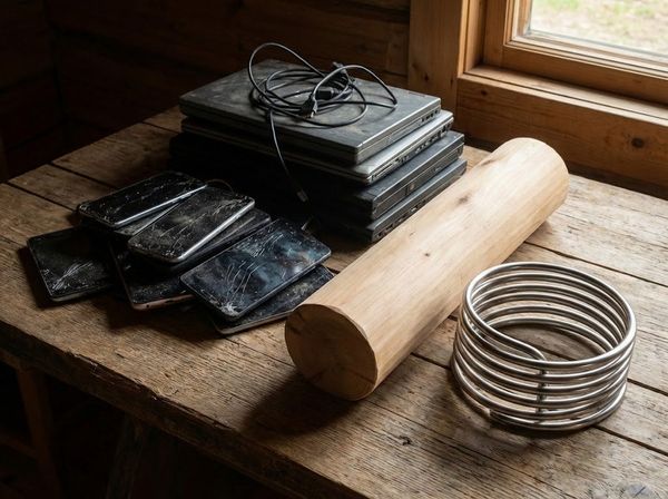 So sánh độ bền giữa gỗ sauna chất lượng cao và rác thải công nghệ điện tử.