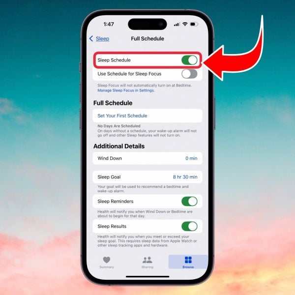 Cách tắt báo thức iPhone bằng ứng dụng Sức khỏe
