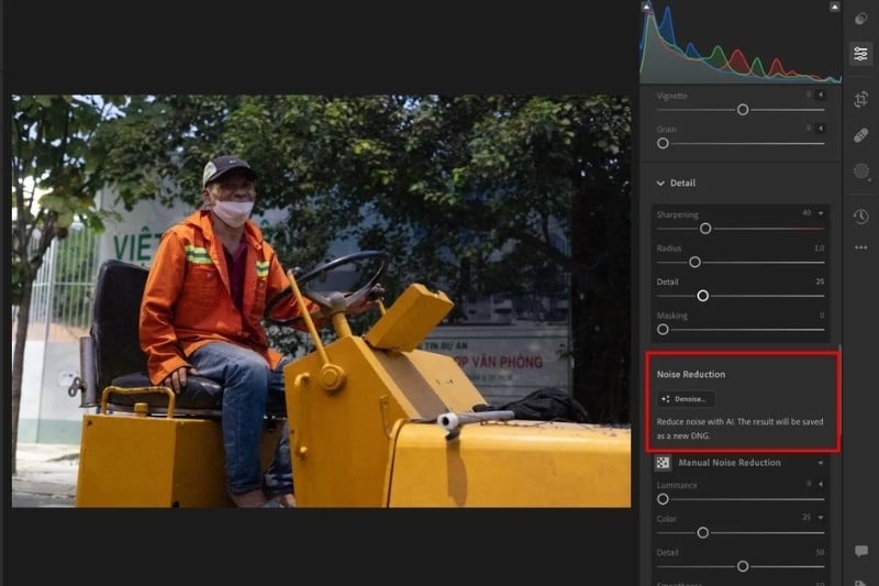 Khử nhiễu nhanh bằng Denoise AI trong Lightroom