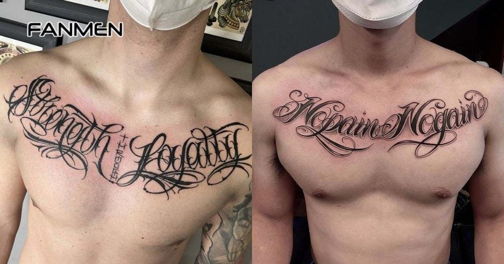 Hình xăm chữ ở ngực nam