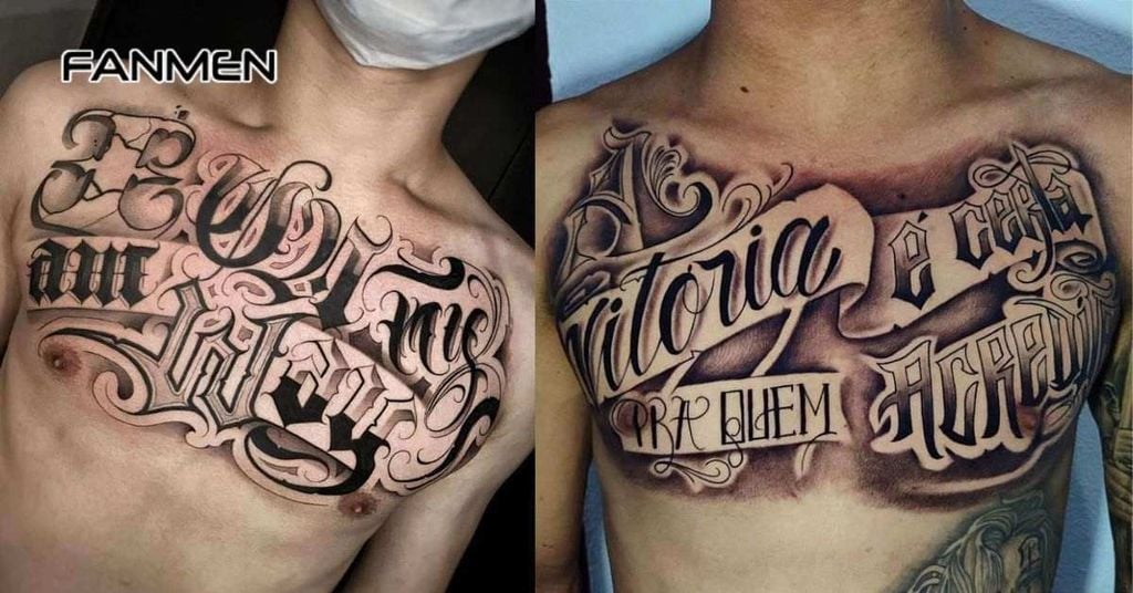 Hình xăm chữ ở ngực nam