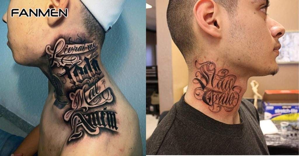 Hình xăm chữ to ở cổ cho nam 4