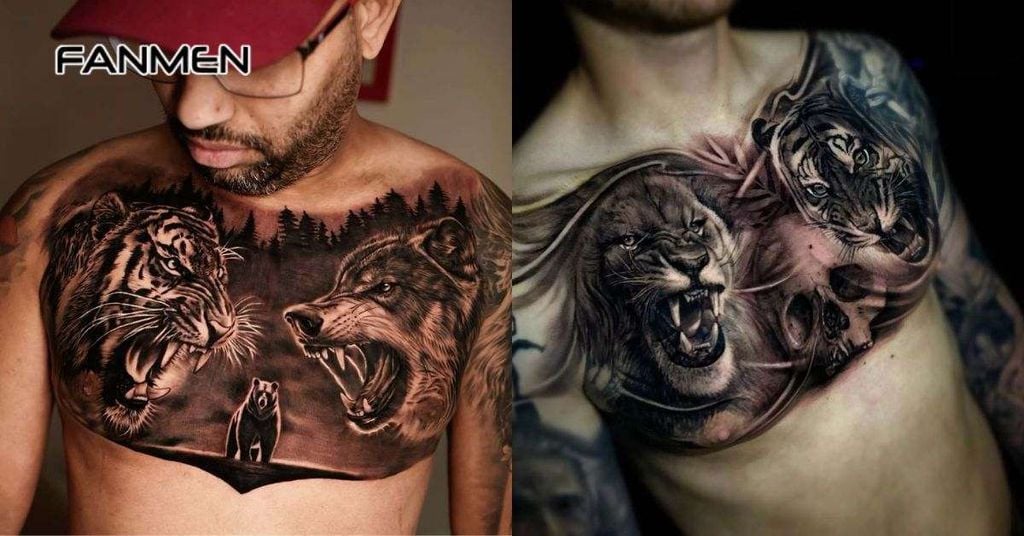 Hình xăm ở ngực cho nam về động vật