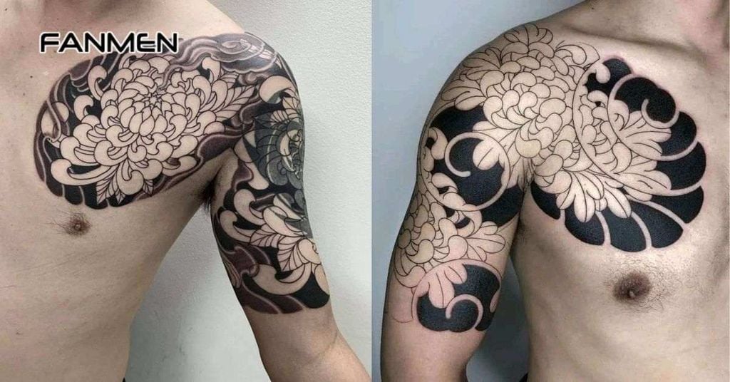 Hình xăm hoa ở ngực nam