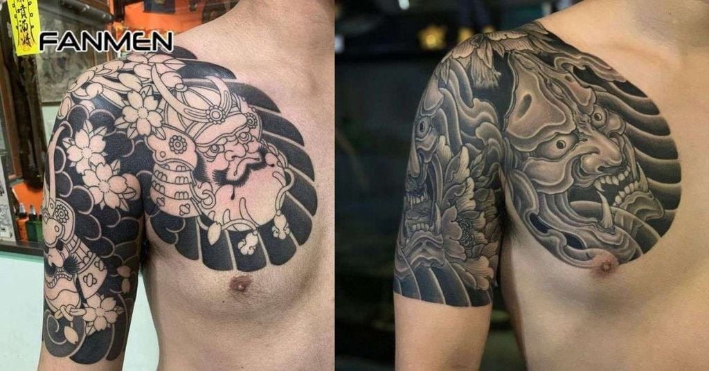 Hình xăm trước ngực nam phong cách Nhật cổ