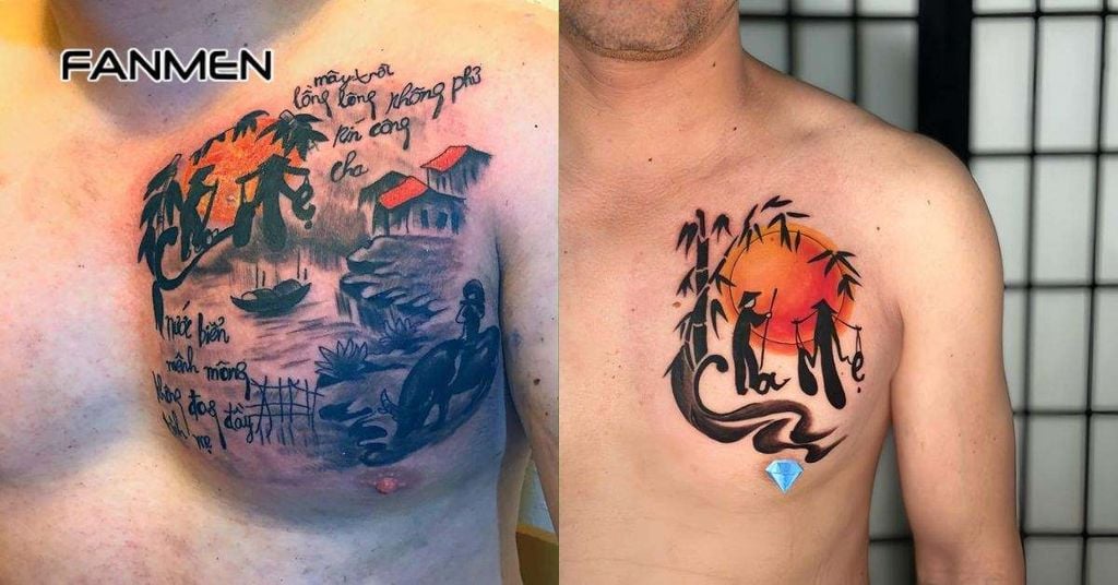 Hình xăm ở ngực nam ý nghĩa về gia đình