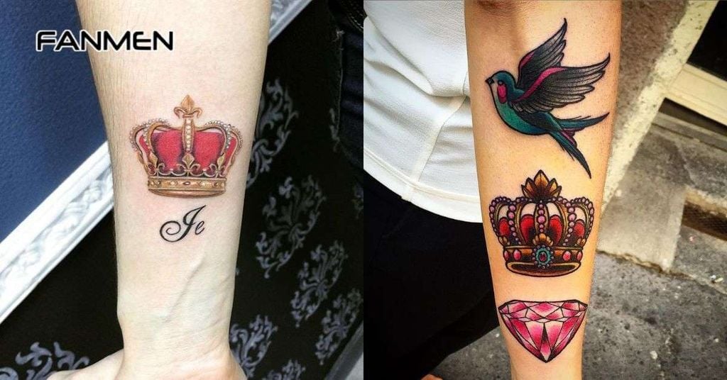 Hình xăm vương miện nam màu
