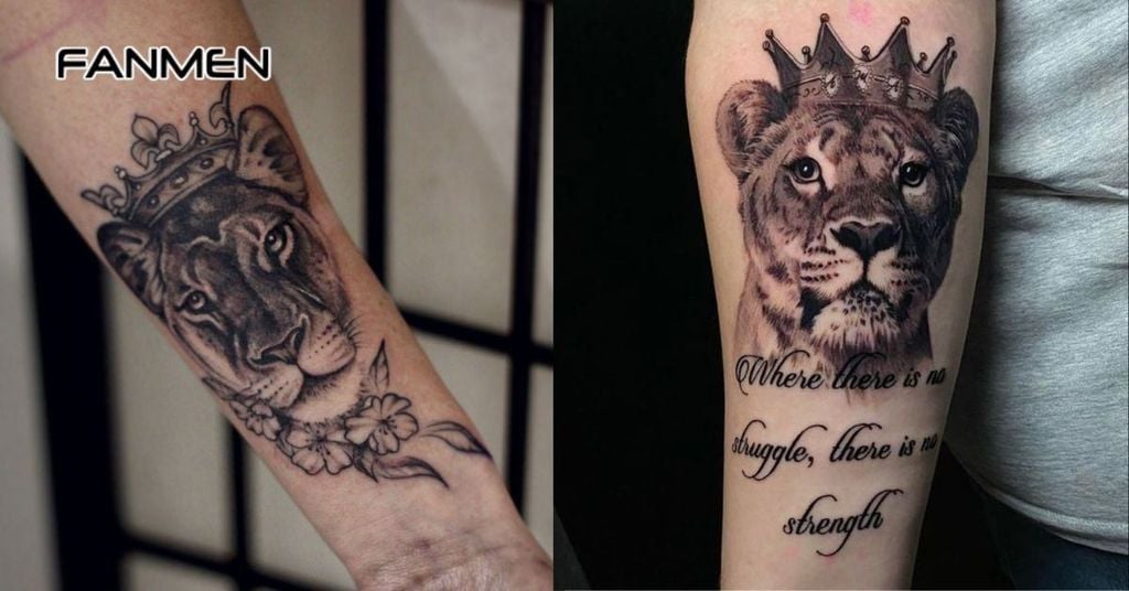 Hình xăm vương miện nam kết hợp các yếu tố khác