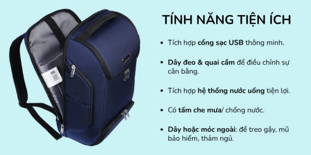 Balo có tích hợp tiện ích rất quan trọng (Ảnh: Stargo.vn)