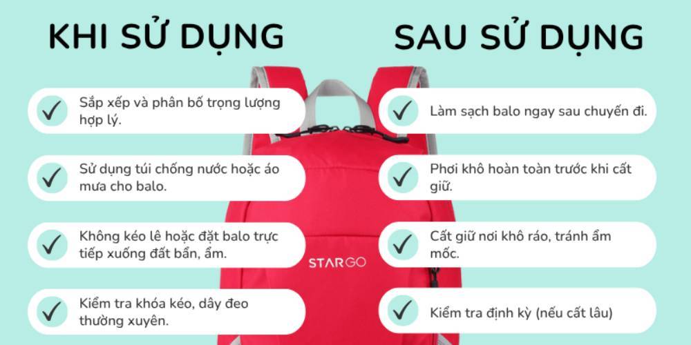 Cách bảo quản balo đúng cách (Ảnh: Stargo.vn)