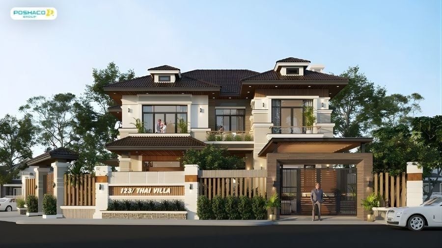 Mẫu 5: Nhà mái thái phong cách tối giản