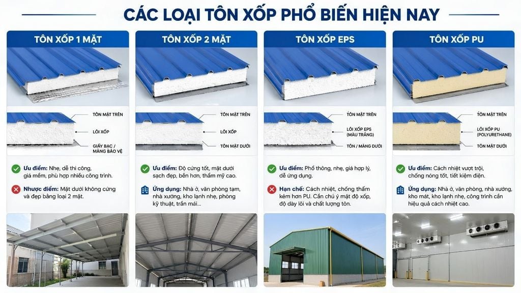 Các Loại Tôn Xốp Phổ Biến Hiện Nay