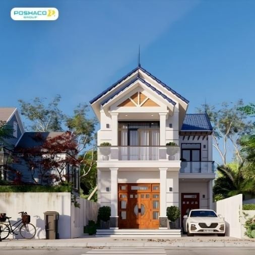 Mẫu 1: Nhà mái thái 2 tầng hiện đại