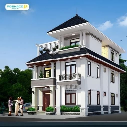 Mẫu 10: Nhà mái thái 3 tầng