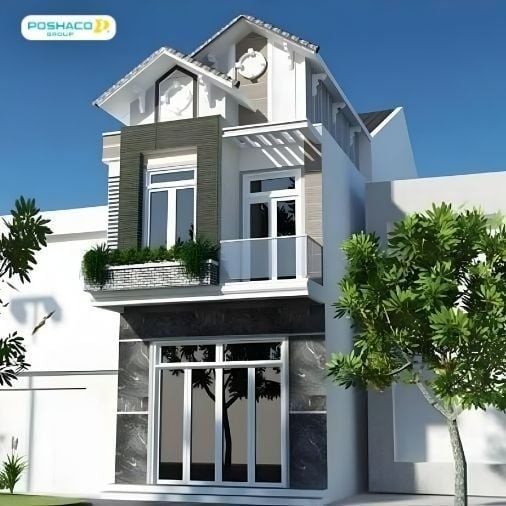Nhà mái thái kết hợp kính