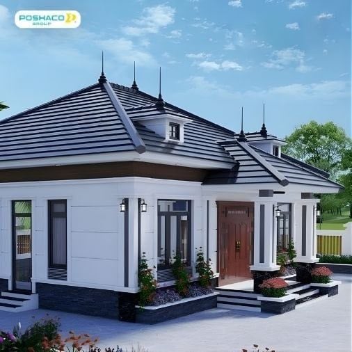 Nhà mái thái kết hợp kính