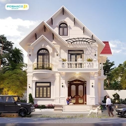 Mẫu 1: Nhà mái thái 2 tầng hiện đại